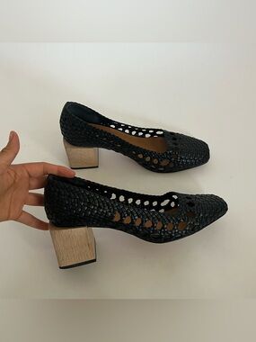Black Woven block heel by LOQ